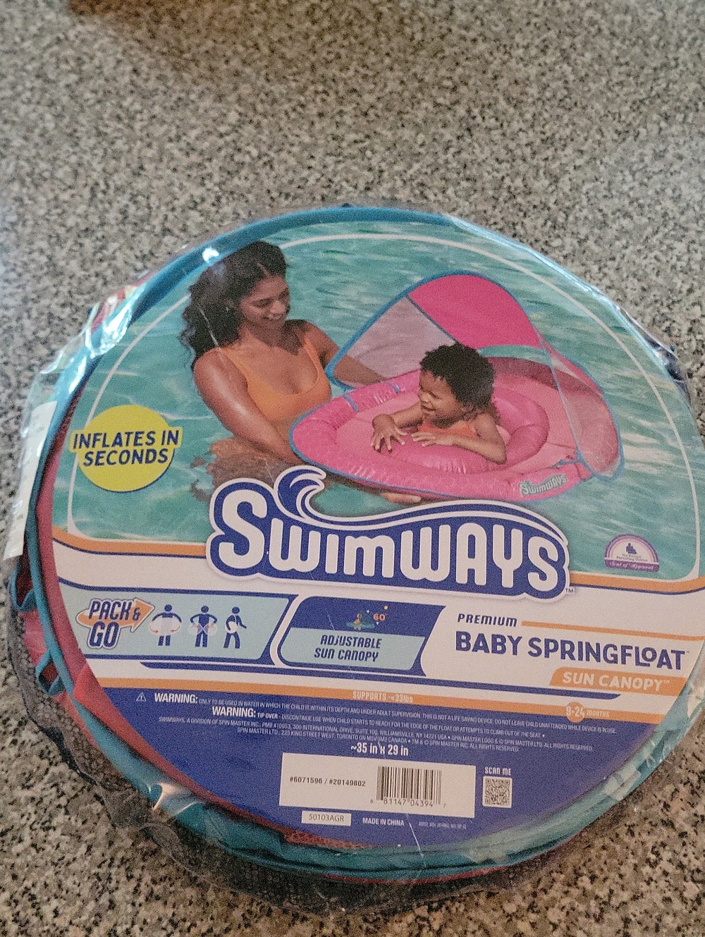 Pink Baby SpringFloat with Sun Canopy - Kids Swim